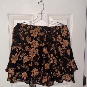 Target Black Mini Skort with Tan Floral Print